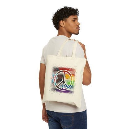 PRIDE 🌈 COLLECTION | “Peace, Pride & Progress” Cotton Canvas Tote Bag